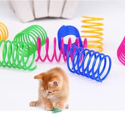 30 stuks kattenspeelgoed voor katten, brede kleurrijke spiraalveren, kattenspeelgoed, kunststof spiraalveren voor katten, kittens, huisdieren (willekeurige kleur) — thumbnail 3