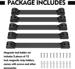 Magneetstrips voor gereedschap, 5 stuks, gereedschap-magneetstripset, 30 cm, magneethouder, gereedschapshouder, wand voor keuken, garage, werkplaats — thumbnail 4