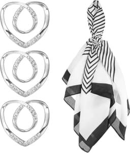 Zijden Sjaal Ring Clip 3 Stuks Hart T-Shirt Stropdassen Clips Sjaal Pin Doek Schuif Sluiting Mode Metalen Kleding Ring Houder Voor Dames Sieraden Accessoires Cadeau Zilver Toon — thumbnail 1