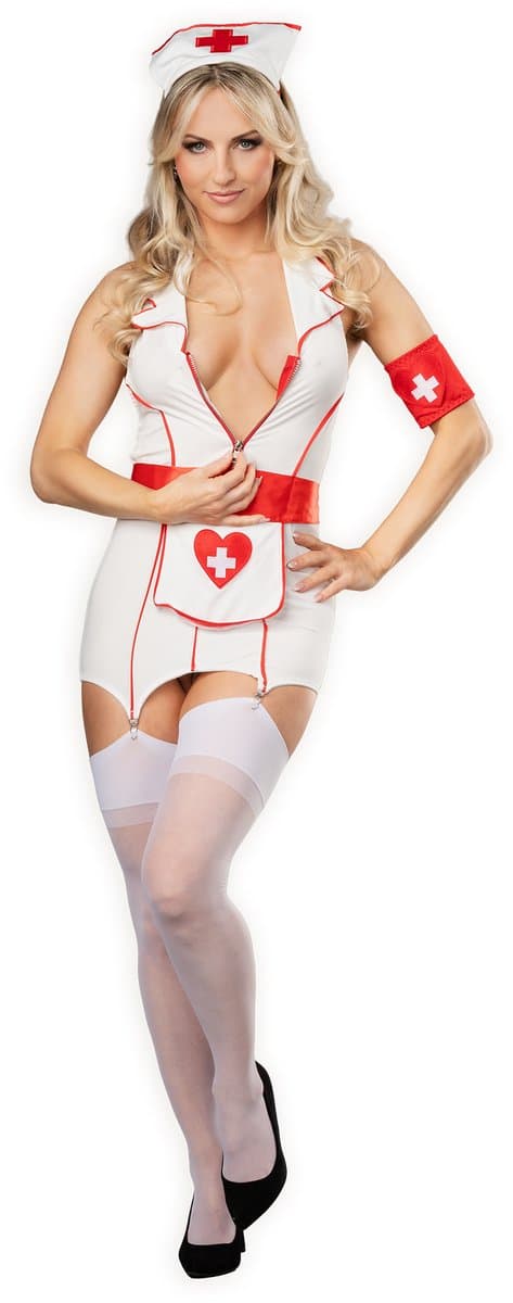 Amorable - Verpleegster Uniform - Wit/Rood S/M — afbeelding 1
