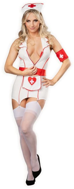 Amorable - Verpleegster Uniform - Wit/Rood S/M — thumbnail 1