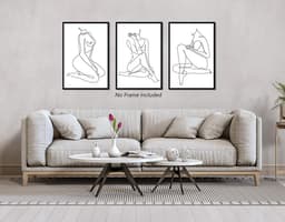 Abstracte Lijntekening Vrouw Lichaam Muurkunst Minimalistisch Canvas Schilderij — thumbnail 3