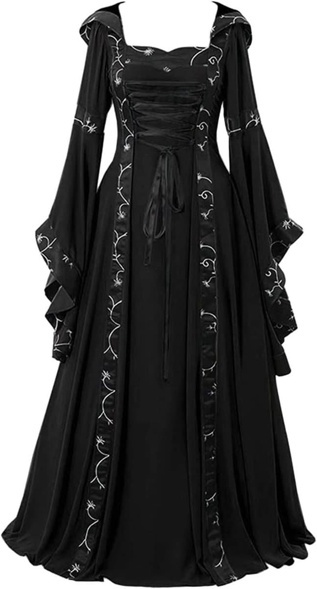 Middeleeuwse Jurk - Gothic Jurk Cosplay - Themafeest Kleding - Lange Vloerlengte - One Size - Zwart — afbeelding 1