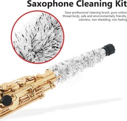 Saxofoon Reiniger - Sax Doek - Saxofoon Onderhoud - Rubberen Tip - 53 cm - Zwart Wit — thumbnail 3