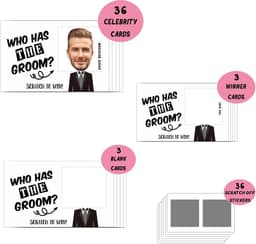 Bruid Douche Spelletjes - Krasloten Kaarten - Feestactiviteit Vrijgezellenfeest - Schattige Beroemdheden Thema - 36 Kaarten - Wit — thumbnail 3