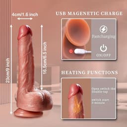 Realistische Stotende Dildo Vibrator - 22,35cm Oplaadbaar via USB met 7 Trilstanden, 7 Stootinstellingen, Afstandsbediening, G-Spot Stimulatie. — thumbnail 9