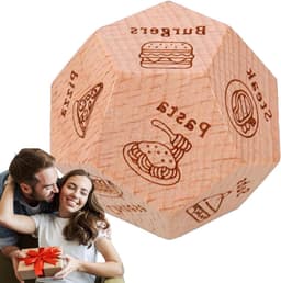 Avonddobbelstenen voor koppels - Date night dobbelstenen - Romantische avonden - Keuzes voor eten - 3 cm - Houtkleur — thumbnail 1