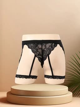 LekkerStout Heren Jarretel Ondergoed - Zwart - Sexy Herenondergoed | M-XL | ( LS162 ) — thumbnail 5
