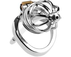 Fixxx - Ethan - Kuisheidskooi met Holle Penisplug - Zilver - Twee Diameters 45 mm