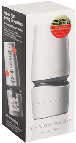 Tenga - Aero Silver Ring - Masturbator - Inclusief Droog Standaard - Wit — thumbnail 4