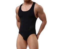 Heren Bodysuit - Ondergoed Singlet - Dagelijks Comfort - Vormgevend Effect - Zwart