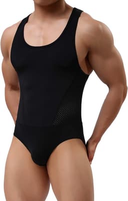 Heren Bodysuit - Ondergoed Singlet - Dagelijks Comfort - Vormgevend Effect - Zwart — thumbnail 1