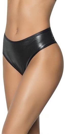 Mapalé Sexy Hoge Taille Gerimpelde Achterpanty - S/M - Glanzend - Zwart — thumbnail 1