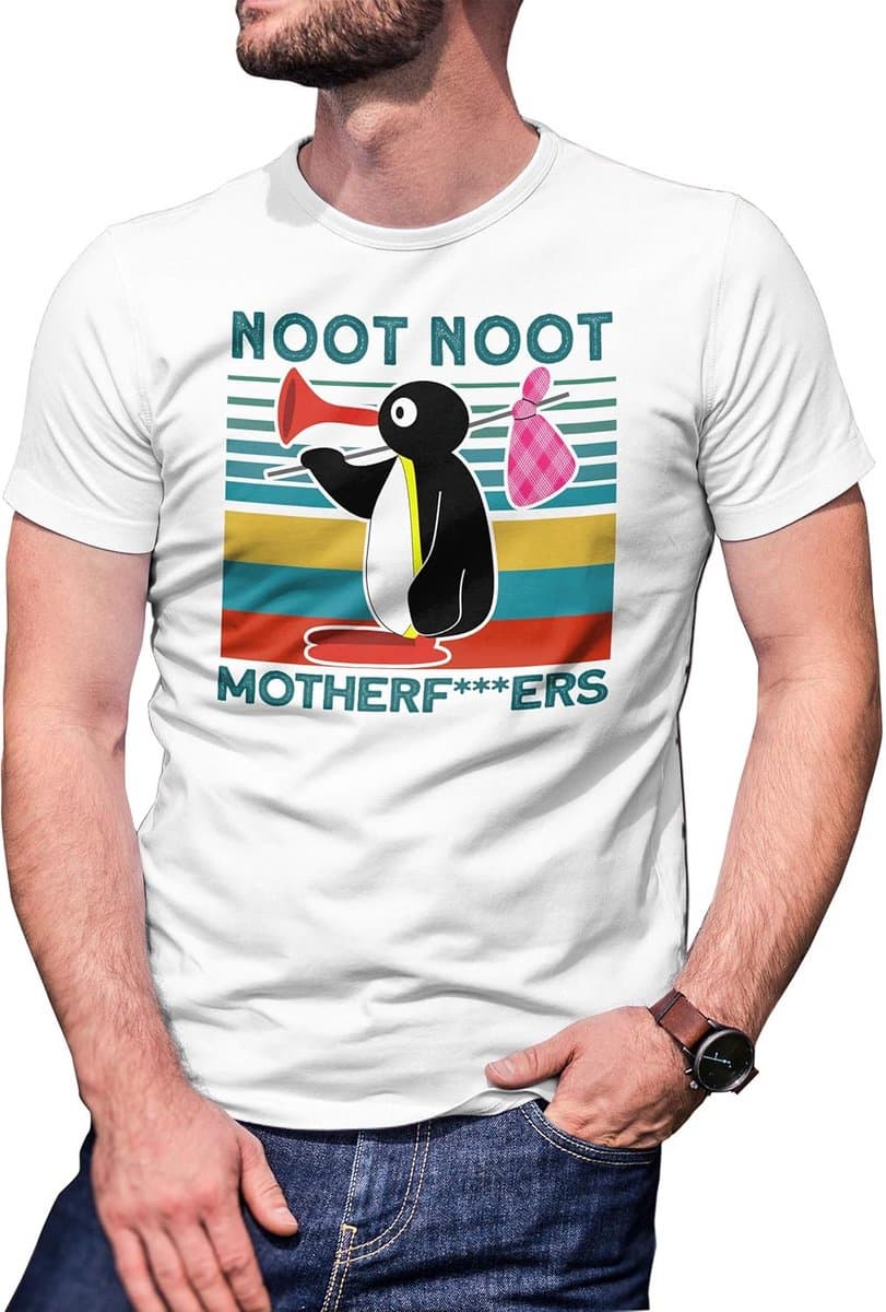 Grappig Pingu Meme 'Noot Noot' Klassiek T-Shirt voor Heren — afbeelding 1
