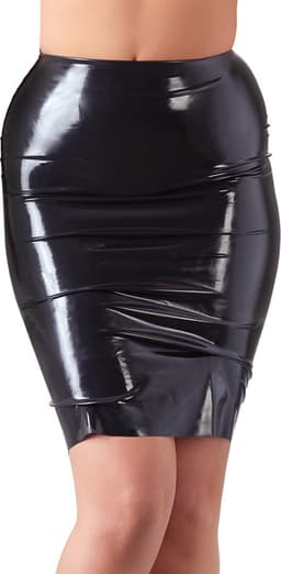 LateX – Latex Rok Wetlook en Extreem Spannend voor Feesten Taille Hoog en Knie Lang– Maat M – Zwart — thumbnail 2