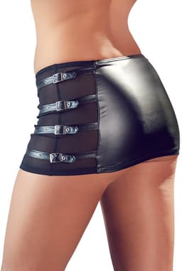 Cottelli Collection – Mini Rok met Transparante Mesh Inzetstukken  – Maat L – Zwart — thumbnail 4