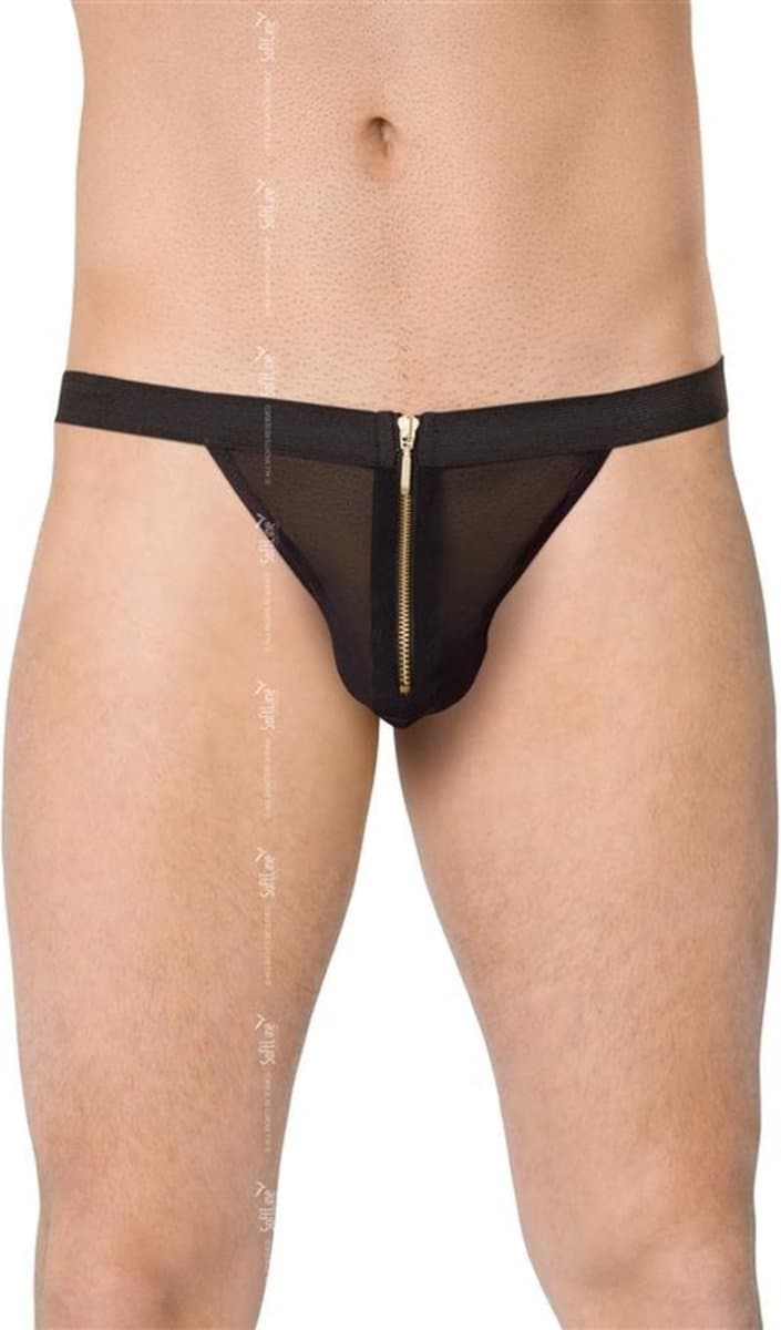 SoftLine Collection - Sexy doorzichtige heren string met sluiting aan de voorkant zwart S t/m L — afbeelding 1
