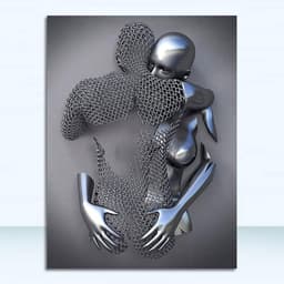 Abstracte Canvasprint Set van 3 - Romantisch Portret in Grijstinten - Modern Wanddecor voor Woonkamer en Slaapkamer - 21 x 30 cm — thumbnail 4