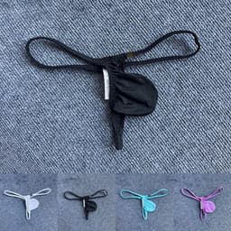 Mannen String Ondergoed - Laag Gesneden T-Back met Bulge Zak - Ademend Nylon - G-String — thumbnail 3
