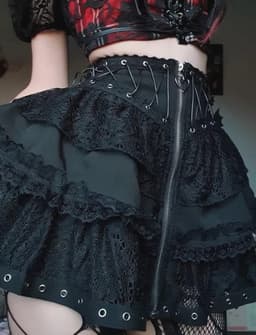 Gothic Rok Dames - Zwart Kant Korte Minirok voor Steampunk en Cosplay — thumbnail 4