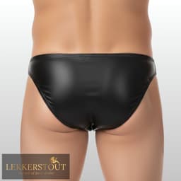 Heren Slip Wetlook met Rits Voorzijde - BDSM - PU Leder - Sexy Herenlingerie - Maat L | LS241 — thumbnail 4