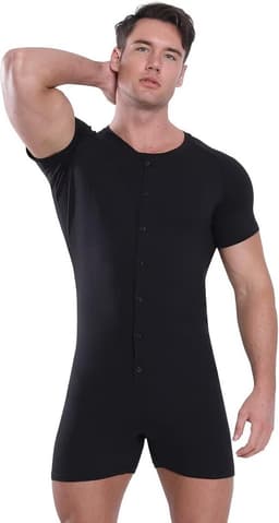Korte Pyjama Leotard Top voor Mannen - Comfortabele Katoenen Bodysuit en Romper — thumbnail 4