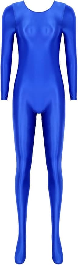 Dames Wetlook Jumpsuit met Lange Mouwen en Ritssluiting - Glanzende Bodysuit voor Feest en Sport — thumbnail 4