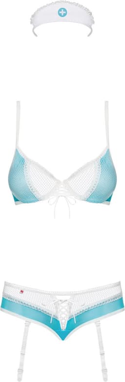 Obsesive Zuster Lingerie - Erotische Rollerspel Kleding - Maat L/XL - Blauw — thumbnail 10