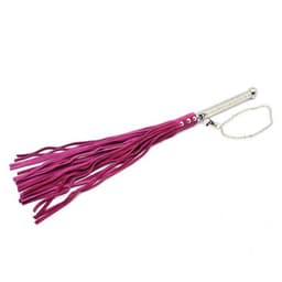 Rimba - Leren Zweep (Flogger) Met Metalen Handvat - Roze — thumbnail 3