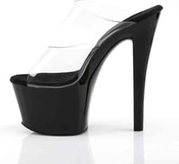Pleaser - SKY-302 Muiltjes - Paaldans schoenen - 38 Shoes - Zwart/Transparant — thumbnail 3
