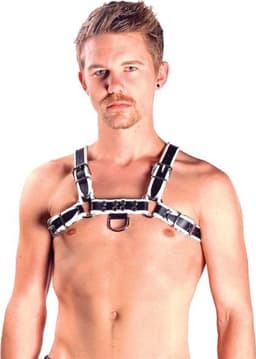 Mister b leather chest harness black-white xl — thumbnail 1