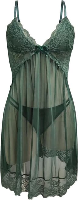 Erotische nachtjurk - Lingerie - Halve cup - Sexy - Groen — thumbnail 5