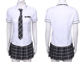 Dames verkleedkleding - sexy student - 3-delig - college girl - schoolmeisje - rollenspel - school uniform - verkleden - cosplay - carnaval - outfit - kostuum - party - dress up - verkleedkleren - volwassenen - verkleedkledij - verkleedfeest — thumbnail 2