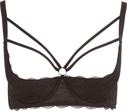 Cottelli Plus Size –  Kanten Riem Top Beha met Licht Gevoerde Open Cups en Stijlvolle Buste Ring – Maat 85D – Zwart — thumbnail 1