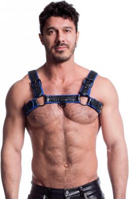 665 Vegan - Bulldog Harnas - PU Leer - Zwart/Blauw - Maat 2XL — thumbnail 1