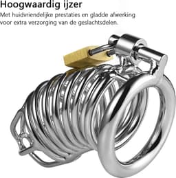 DOWO® - Kuisheidskooi - Metaal - Peniskooi - Kuisheidskooi voor Mannen - Chastity cage - Staal - met Premium Messing Slot - One Size — thumbnail 7