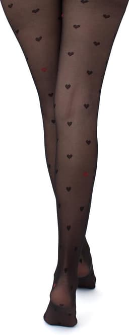 Giulia - Intimo Fashion licht glanzende 20den Panty met hartjes en open kruis - Zwart - XL — thumbnail 13