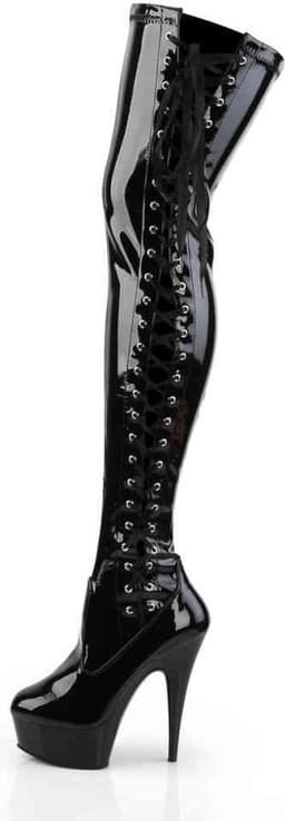 Pleaser - DELIGHT-3050 Plateau overknee Laarzen - US 11 - 41 Shoes - Zwart — thumbnail 3