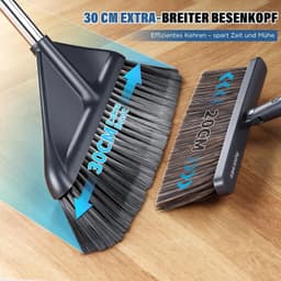 Bezemset met steel en schep, verstelbare steel, voor vloeren, terras, camping — thumbnail 5