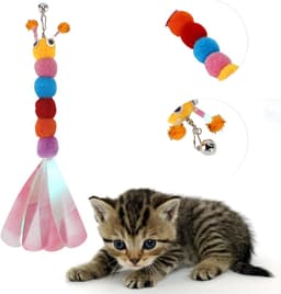 2 stuks kattenstok, vervanging voor huisdieren, interactief, kleurrijke rupsen — thumbnail 2