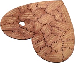 Houten Hartpuzzel - Cadeau Doos - Romantisch Cadeau - 28 Redenen - 12.5 cm - Houtkleur — thumbnail 2