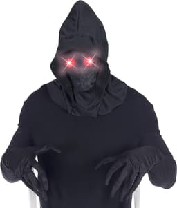 SnelShoppen - Onzichtbaar Gezichtsmasker met Kap en Luminous Ogen Rood voor Volwassenen - Zwart - Unieke Maat - Perfect voor Halloween en Spooky Feest — thumbnail 2