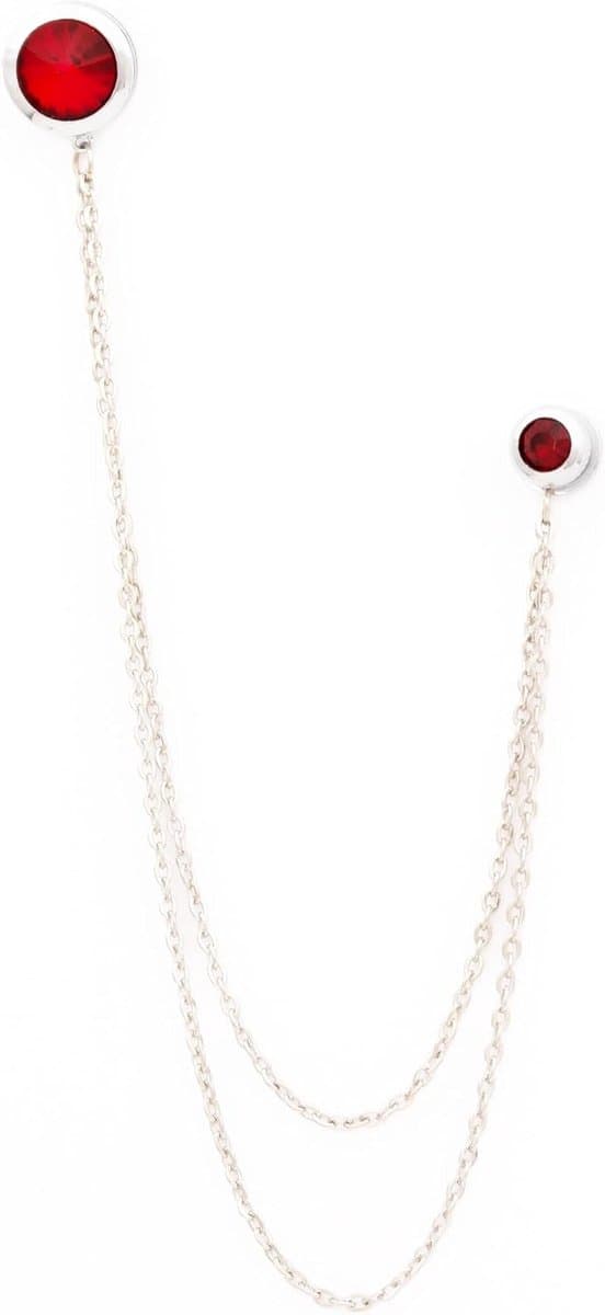 jas kraag ketting broche set, jas reversspeld, shirt ketting pin, revers broche, geschenken voor hem, mannen sieraden accessoire, Mens Gift, Eén maat, Messing Metaal Kristal, Kristal — afbeelding 1