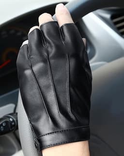 Handschoenen, vingerloze handschoenen, PU-kunstleer, halve vingers, touchscreen-handschoenen, voor motorfiets, fietsen, klimmen, fitnessstudio, outdoor, sport, mannen, vrouwen, tieners — thumbnail 5