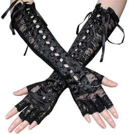 Dailygoody - Kanten handschoenen - Punkhandschoenen - Sexy accessoires - Zwart - Flirtende handschoenen - Perfect voor Halloween en feestjes - Elleboo... — thumbnail 1