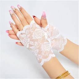 Kanten Handschoenen - Mesh Mittens - Feestelijke Accessoires - Vingerloos Ontwerp - Eén Maat - Zwart — thumbnail 5