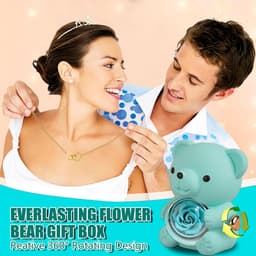 Rozenbeer Cadeauset - Eeuwige Roos Beer - Liefde Tonen - Draaibare Hartjesdoos - 400 Gram - Blauw — thumbnail 2