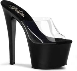 Pleaser - SKY-301 Muiltjes - Paaldans schoenen - 37 Shoes - Zwart/Transparant — thumbnail 1