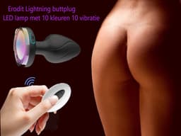 Erodit® Lightning buttplug - USB oplaadbare Led licht vibratie plug- 10 vibratie en licht standen- Siliconen buttplug met afstandsbediening anaal vibrerende plug- Seks speeltje- Erotiek mannen en vrouwen — thumbnail 4