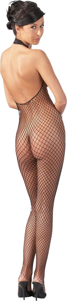 Mandy Mystery Lingerie – Catsuit met Open Netstof en Kanten Kraag voor Avonden - Maat M/L – Zwart — thumbnail 8